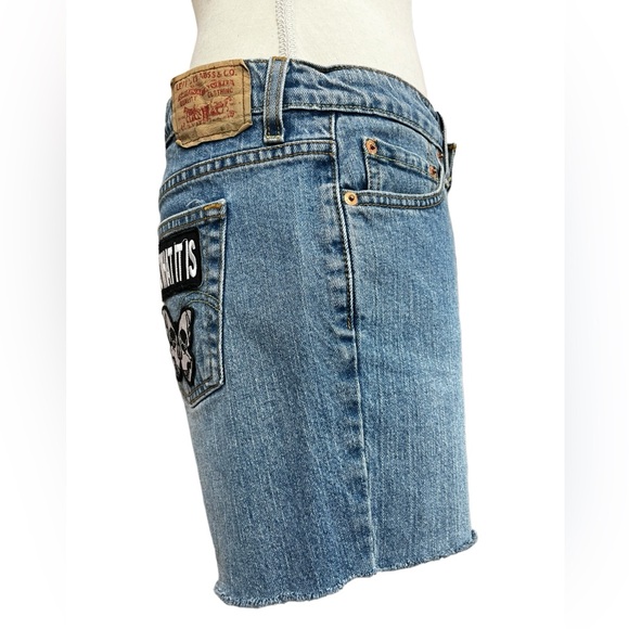 Levi’s 515 Vintage Custom Denim Shorts Punk Patchwork | Women’s 10 - Picture 6 of 13